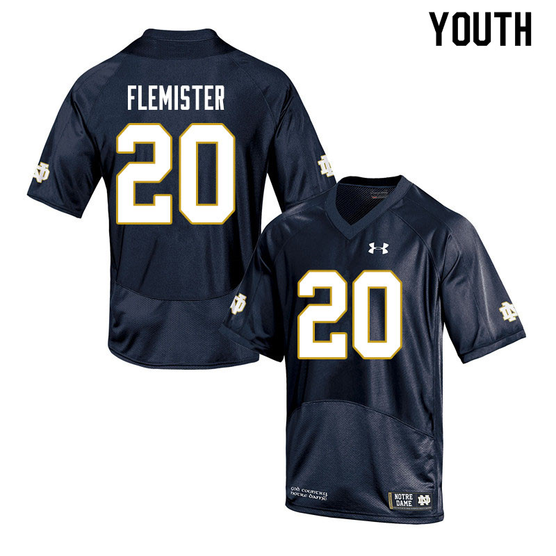 Youth #20 C'Borius Flemister Notre Dame Fighting Irish College Football Jerseys Sale-Navy